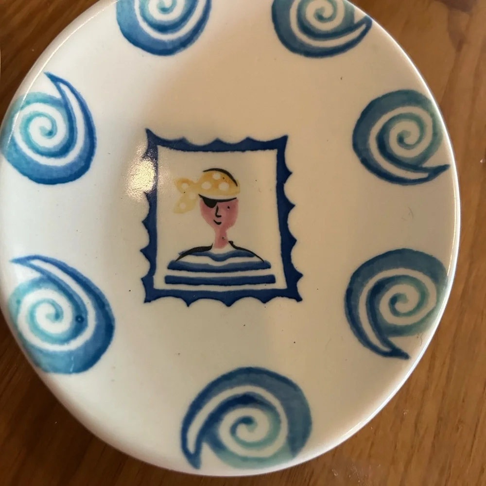 Set of 2 treasure island pirate Laura Ashley Soap Dish dishes England Vintage